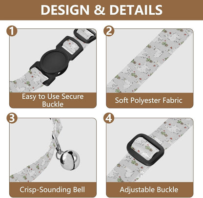 Cute Animals Llama White Print Dog Collar with Buckle Adjustable 2 Pack Pet Cat Collar for Small Dogs Cats
