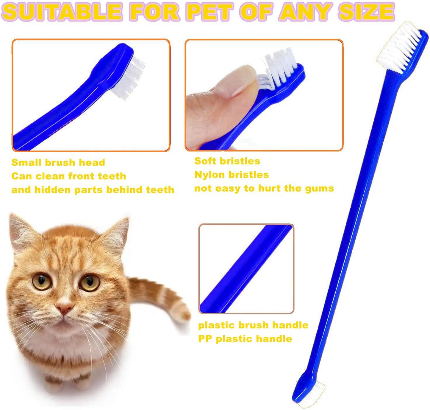 Dog Toothbrush Set of 8 – Dual Headed Dental Hygiene Brushes for Small to Large Dogs, Easy Teeth Cleaning & Dental Care,Dog Tooth Brushes for Small to Large Dogs, Cats, and Most Pets