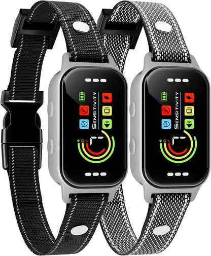 Bark Collar, Fotuial 2 Pack Dog Bark Collar for Small, Medium, Large （5-150 lbs）Dogs- Smart Rechargeable Anti-Barking Training Collar with 7 Adjustable Sensitivity-Bark Shock Collar with Beep Vibratio