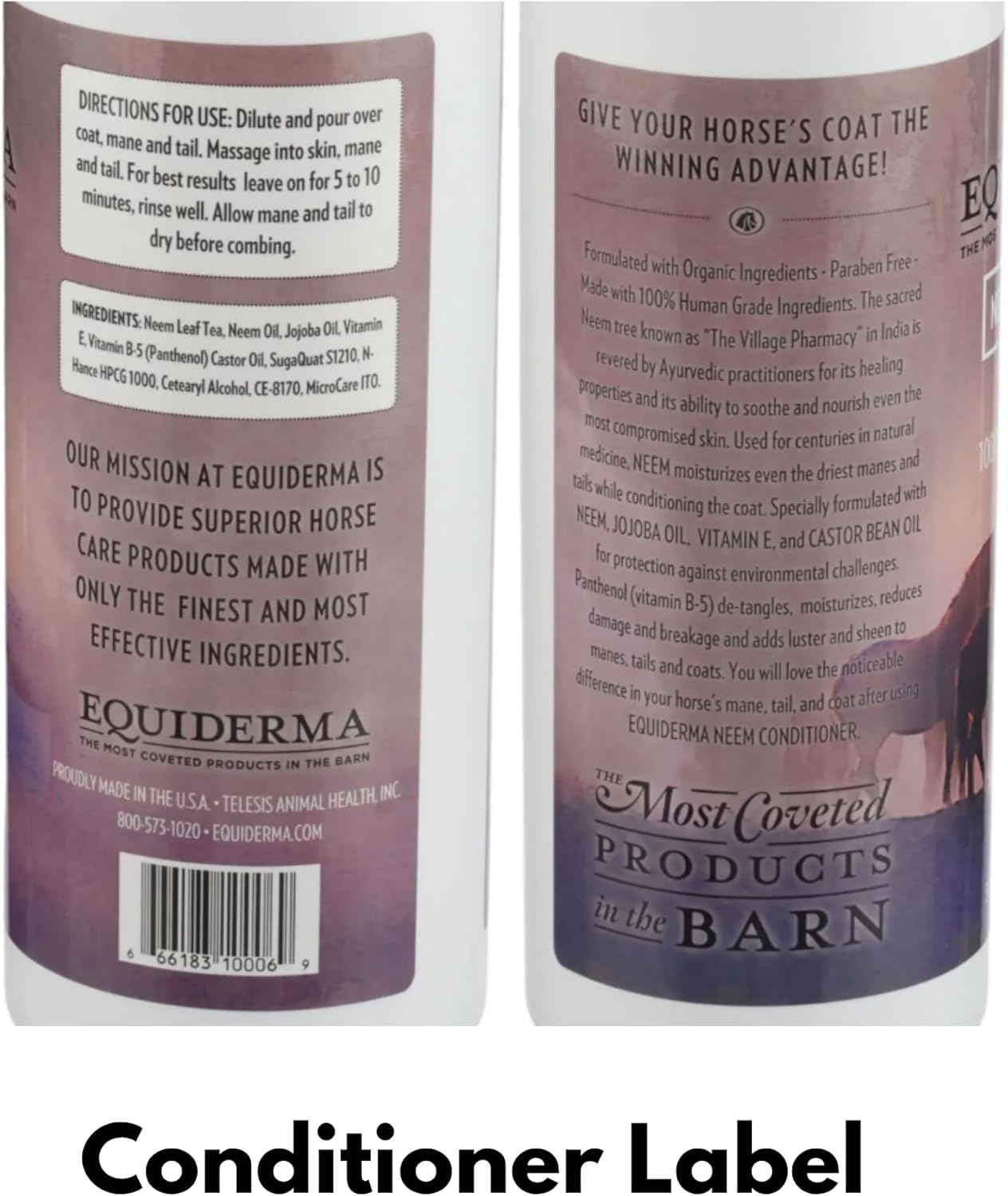 Equiderma Horse Shampoo & Conditioner Bundle – 32 oz Shampoo + 32 oz Conditioner – Hydrating, Soothing, Detangling Care for Skin, Mane, Tail & Coat - Pack of 2