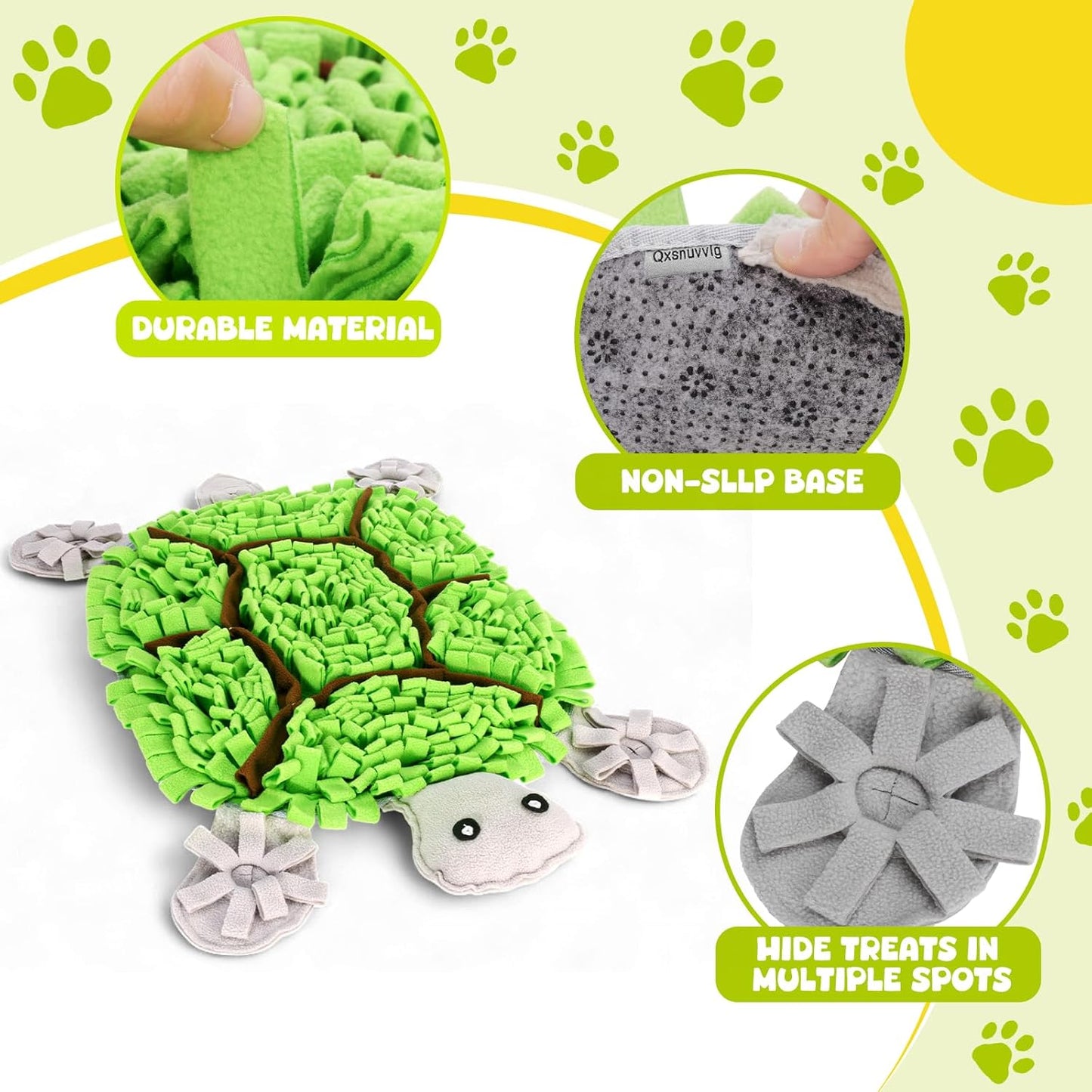 Snuffle Mat for Dogs, Turtle Design 28.8''×22.8 ''Inch Large Snuffle Mat for Dogs, Slow Feeder Dog Food Mat, Mental Stimulation Enrichment Puzzle Feeder Dog Toy for Anxiety Relief (Green)