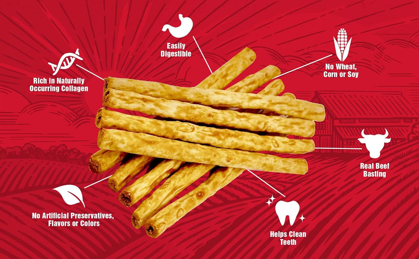 | Healthy Chewers | Natural Collagen and Beef Sticks for Dogs | 100 Count | High Protein and Limited Ingredient Dog Chews