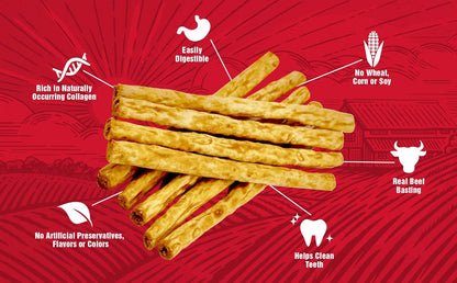 | Healthy Chewers | Natural Collagen and Beef Sticks for Dogs | 100 Count | High Protein and Limited Ingredient Dog Chews
