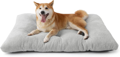 Bedsure Washable Dog Crate Bed Large Sized Dog, Comfort Fluffy Plush Pet Pillow Bed Kennel Pad with Non-Slip Bottom, Machine Washable Pet Sleeping Mat, 35"x23", Gray