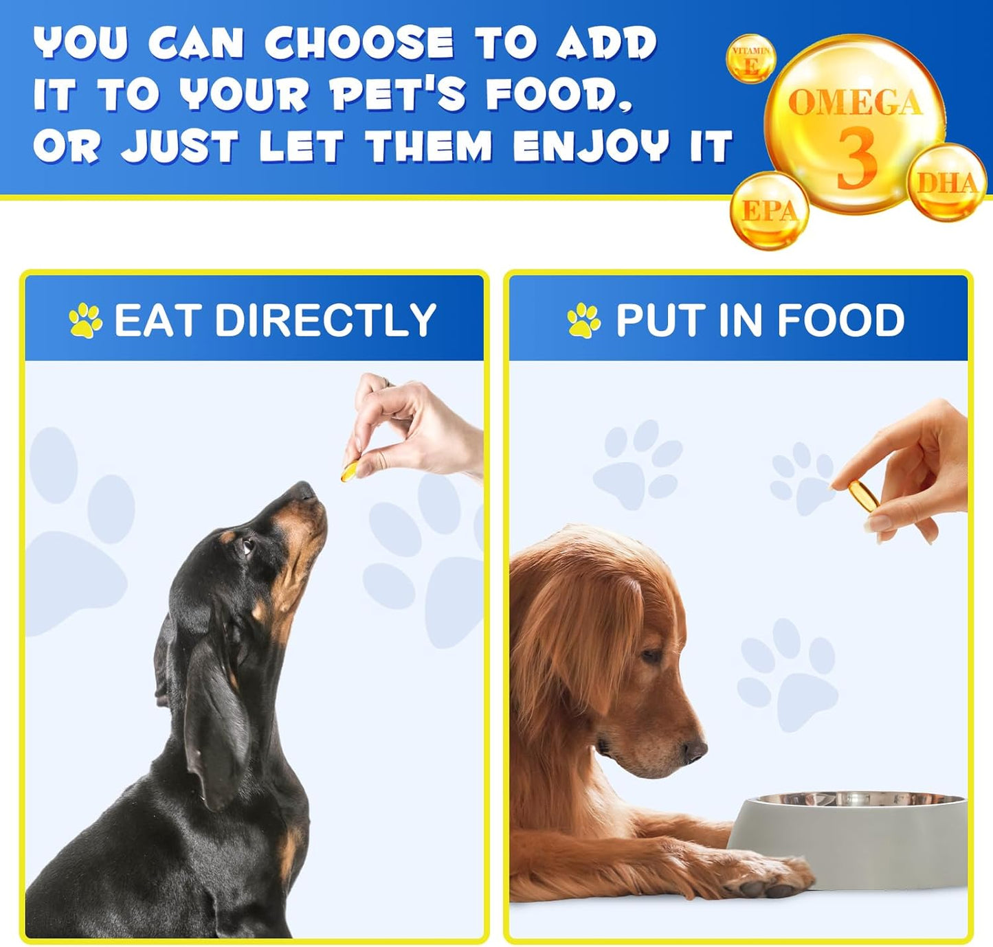 Omega-3 Fish Oil for Dogs, Omega 3 Fish Oil with EPA & DHA Supports Dogs Seasonal Allergies Relief, Boosts Immune Function, Itch Skin Relief & Promote Coat Health, Pet Supplements - 120 Soft Gels