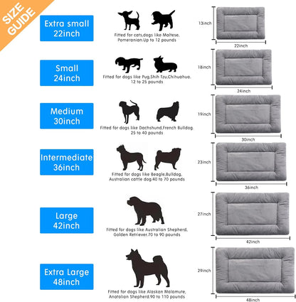 Dog Beds Crate Pad for Extra Large Dogs Fit Metal Crates,Ultra Soft Bed Washable & Anti-Slip Kennel Cozy Sleeping Mat,Gray 48inch