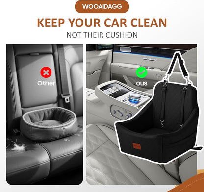 Dog Car Seat for Medium Sized Dog,Pet Travel Car Bed with Seat Belt Channle,Fully Detachable and Washable Car Dog Seat with Adjustable Straps,3 Straps Easy to Install (Black)