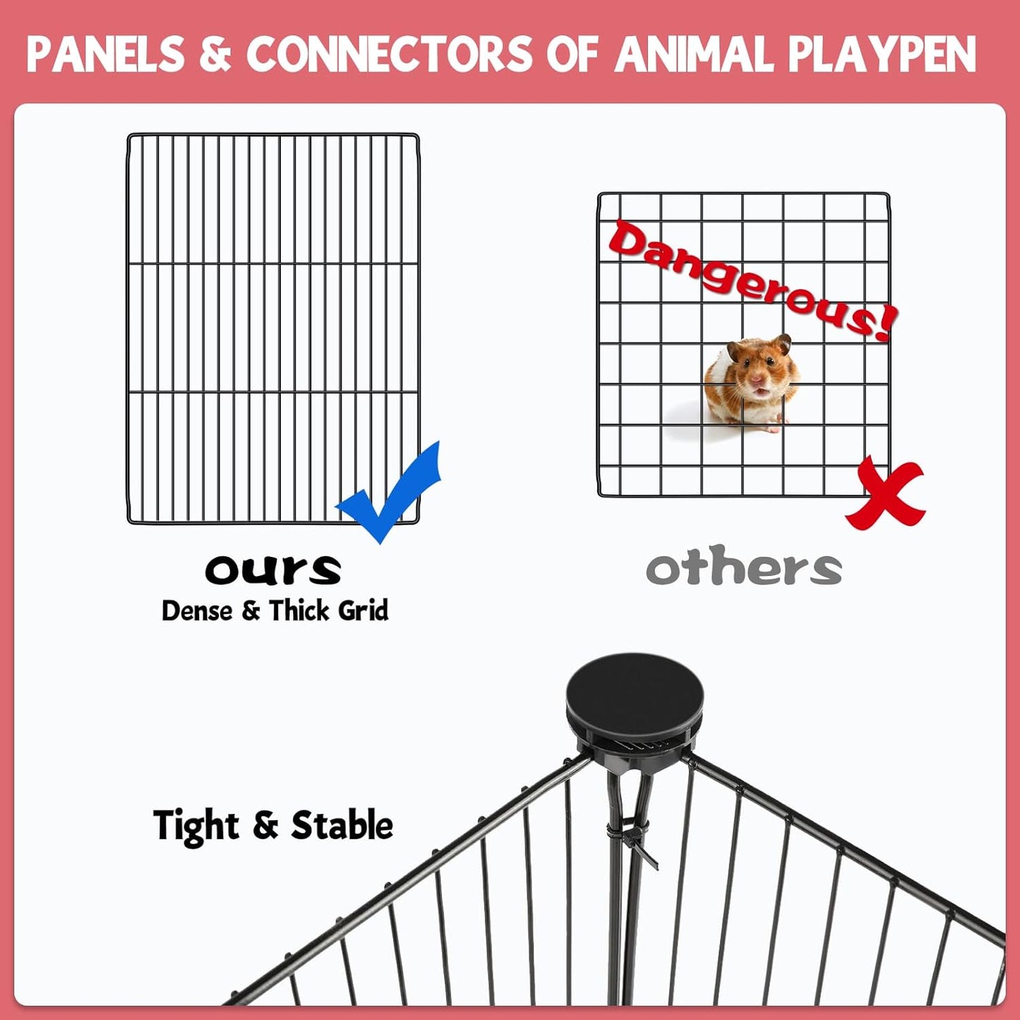32 Panels Small Animal Playpen,47.5" x 23.7" x 31.5" Pet Playpen with Upgrade Waterproof Mat,C&C Cage for Guinea Pigs, Rabbit/Bunny Cage, Bunny/Puppy Play Pen, Indoor Outdoor Portable Metal Fence