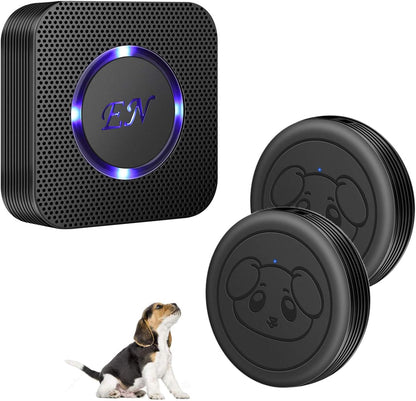 EverNary Dog Door Bell, Wireless Doggie Doorbells for Potty Training, Door Bell for Dogs to Go Outside, Dog Bells to with 1 Receiver and 2 Waterproof Transmitters (Black)