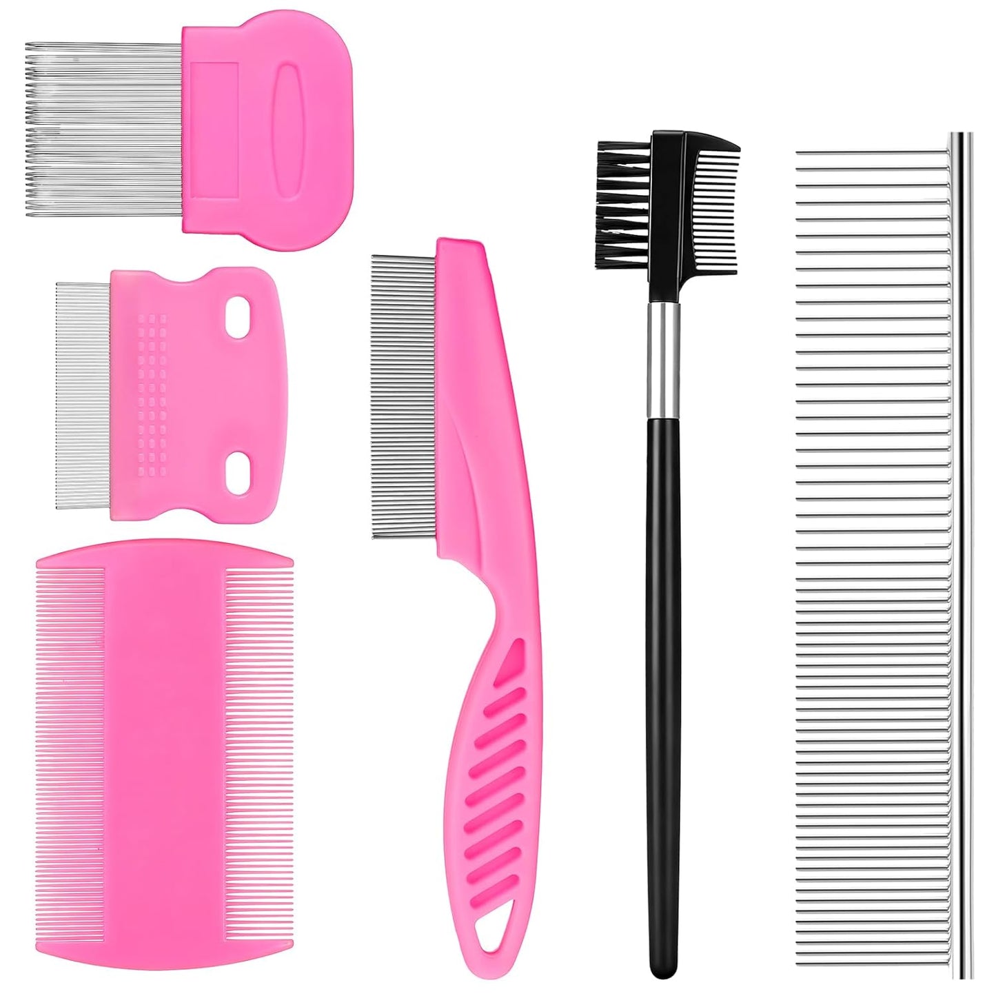 6 Pcs Pets Grooming Comb Kit Tear Stain Remover Comb Dog Face Combs for Eye Cleaning Gentle Grooming Tool Dematting Tool for Cats Dogs Remove Knots Stains Crust Mucus