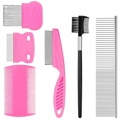 6 Pcs Pets Grooming Comb Kit Tear Stain Remover Comb Dog Face Combs for Eye Cleaning Gentle Grooming Tool Dematting Tool for Cats Dogs Remove Knots Stains Crust Mucus