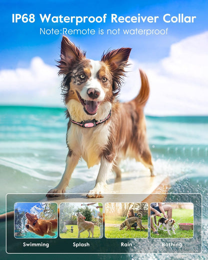 SLOPEHILL 4200 Ft Dog Shock Collar,IPX8 Waterproof Rechargeable Dog Training Collar with Remote,Electric Shock Collar for Dogs,2 Settings of Shock Collars(Green+Pink)