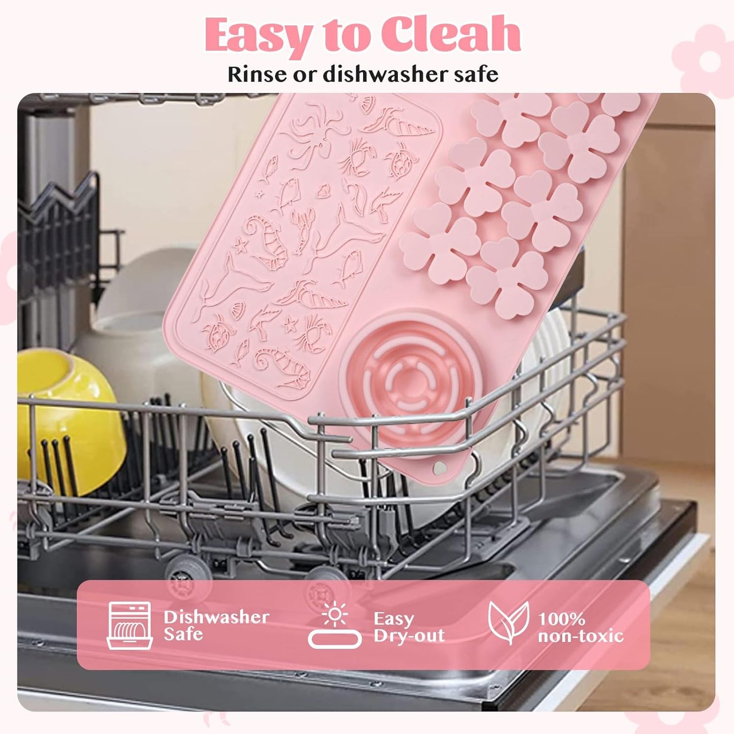 Silicone Lick Mat for Dogs & Cats – Slow Feeder Dog Bowl, Non-Slip Licking Mat for Large & Small Breeds, Puzzle Feeder & Snuffle Mat for Fast Eaters, Interactive Pet Food Mat