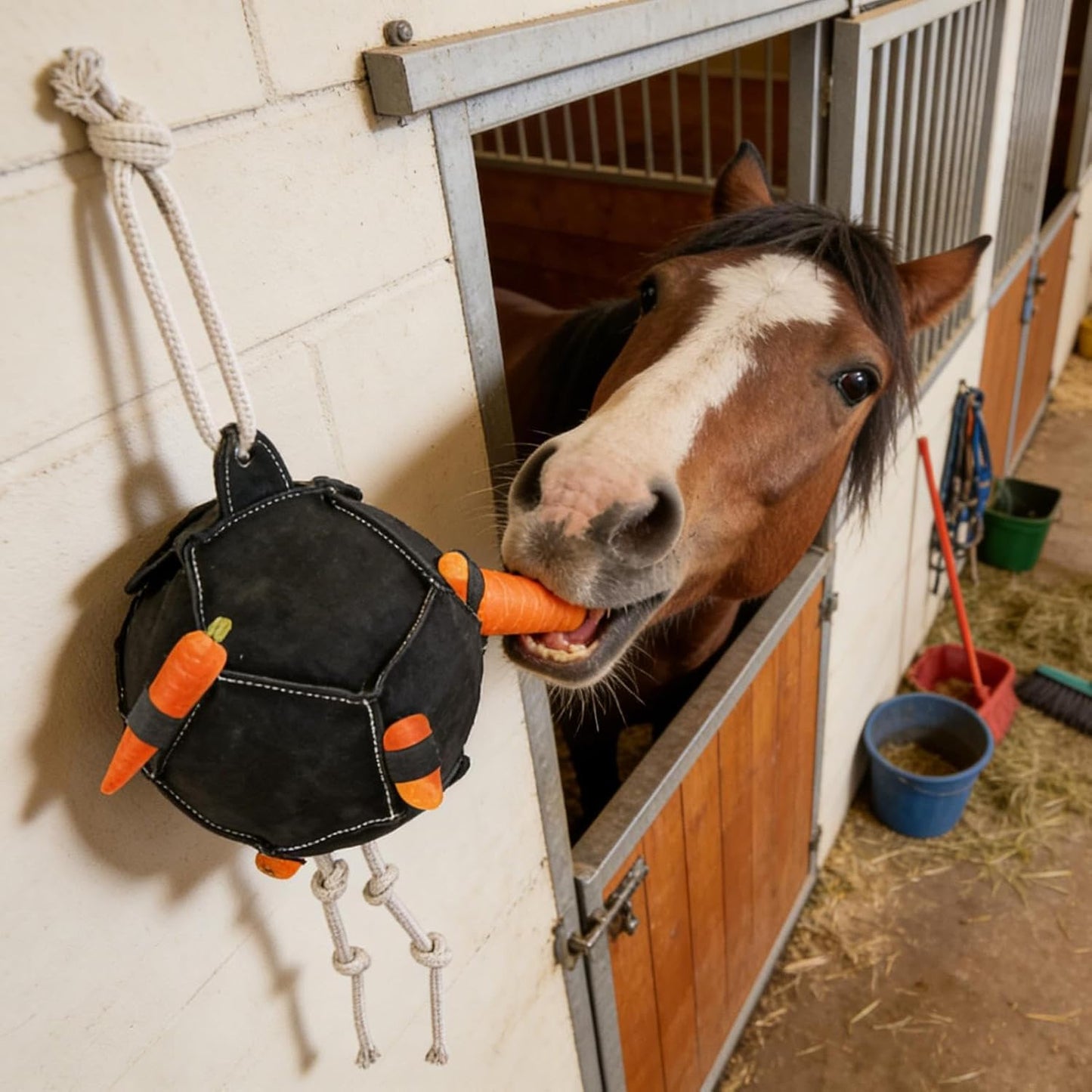 Horse Treat Ball, Adjustable Feeder Design, 25x25x55cm, Horse Feeding Ball, Equine Treat Toy, Slow‑Feeding Feature, for Stall Play, Stable Paddocks, Fence Areas
