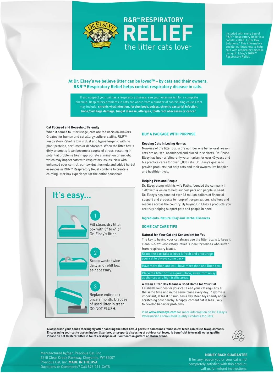 Dr. Elsey's R&R Stress-Reducing Clumping Clay Cat Litter 18 lb. Bag