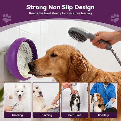 Dog Lick Bowl, BPA-Free Silicone Slow Feeder Lick Mat for Small and Medium Dogs, Non-Slip & Dishwasher Safe (Purple，L)