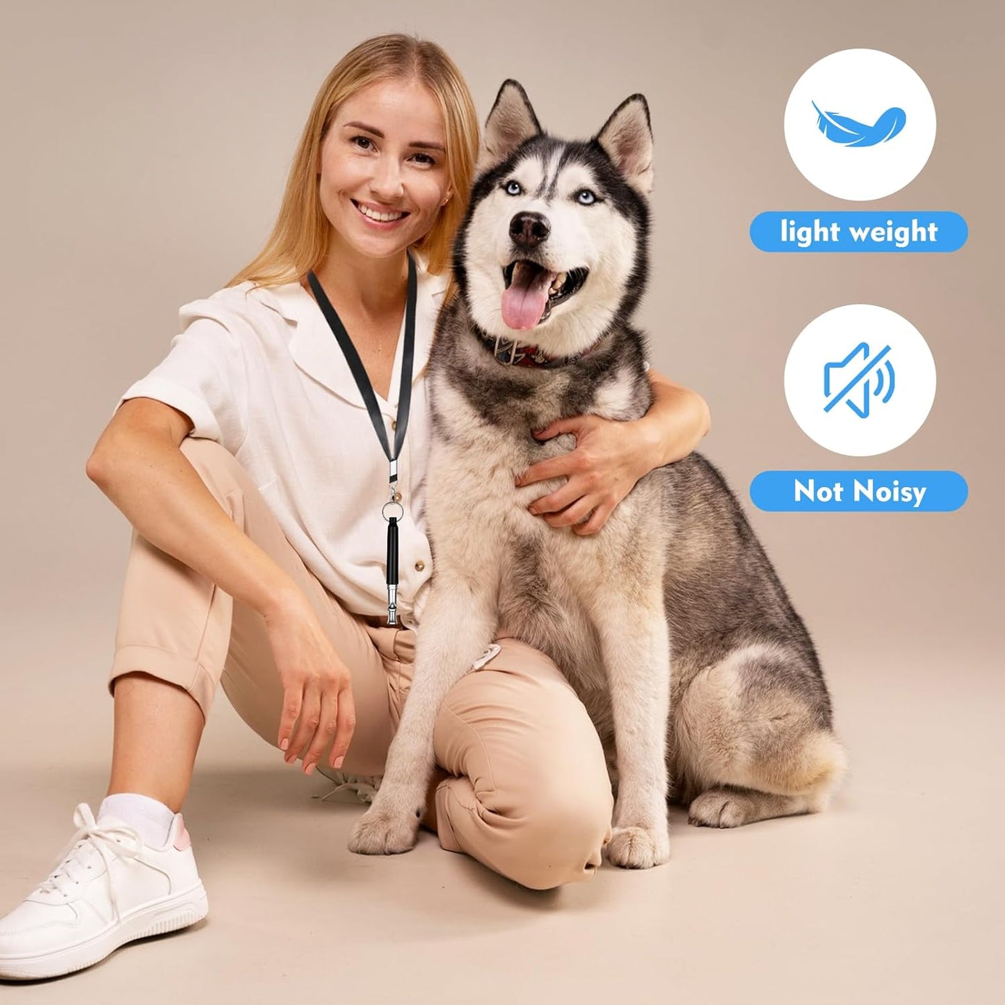 Dog Whistle - 2Pack Dog Whistle to Stop Barking Neighbor's Dog, Adjustable Ultrasonic Silent Dog Whistle,Helpful for Training Recall (Black with Lanyard)