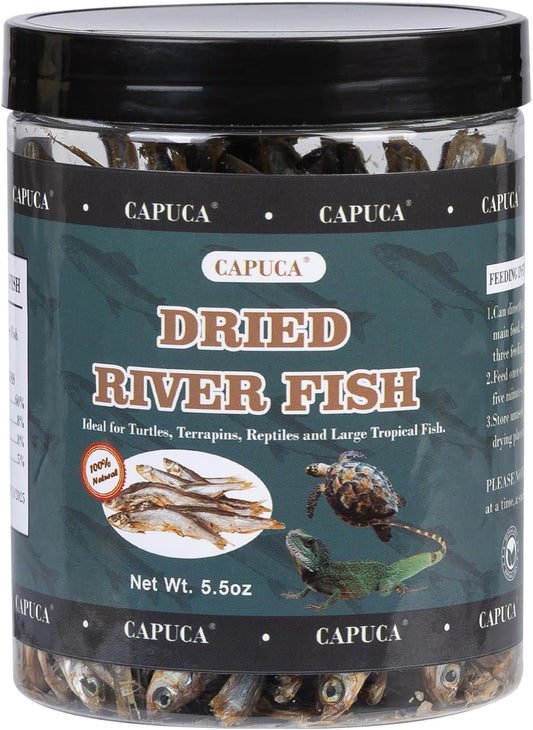 Dried River Fish - Dried Minnows Natural Food for Turtles Terrapins Cats Reptiles Large Tropical Fish（5.5 OZ）