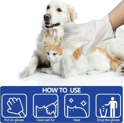 HONGYEE【4 Packs/24 Sheets Pet Thick Glove Wipes, Disposable Pet Cleaning Wipes, Odorless and Fragrance-Free, Suitable for Daily Care, Cleaning, and Grooming of Dogs and Cats