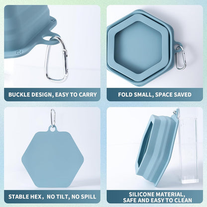 No Splash Dog Travel Bowls for Cars, Spill Proof Collapsible Dogs Water and Food Feeder Dispenser Integrated Molding Portable Cat Dish for Pet Vehicle Road Trips (Morandi Blue)