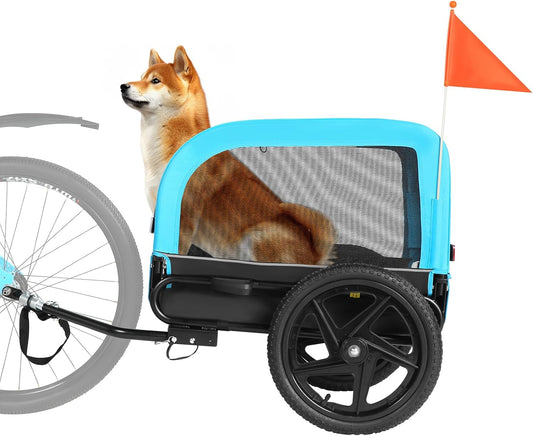 Sepnine Dog Bike Trailer, Dog Cart for Bicycle, Suitable for Small and Medium Pets, Easy Folding Cart Frame, Quick Release Wheel, Non-Slip Floor, Internal Leash, 66LBS
