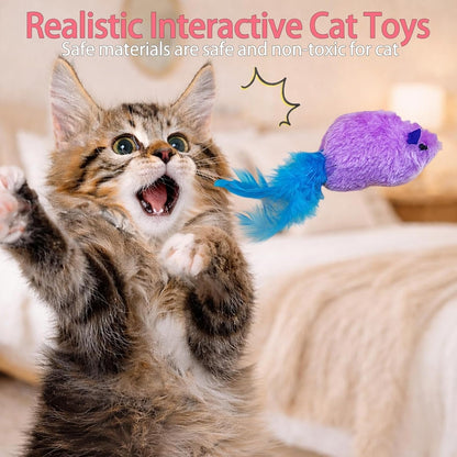 3 Pack Interactive Cat Toys with Catnip and Feather, Fun String Mouse & Bird Toy for Playful Cats, Engaging Cat Toy for Active Pets