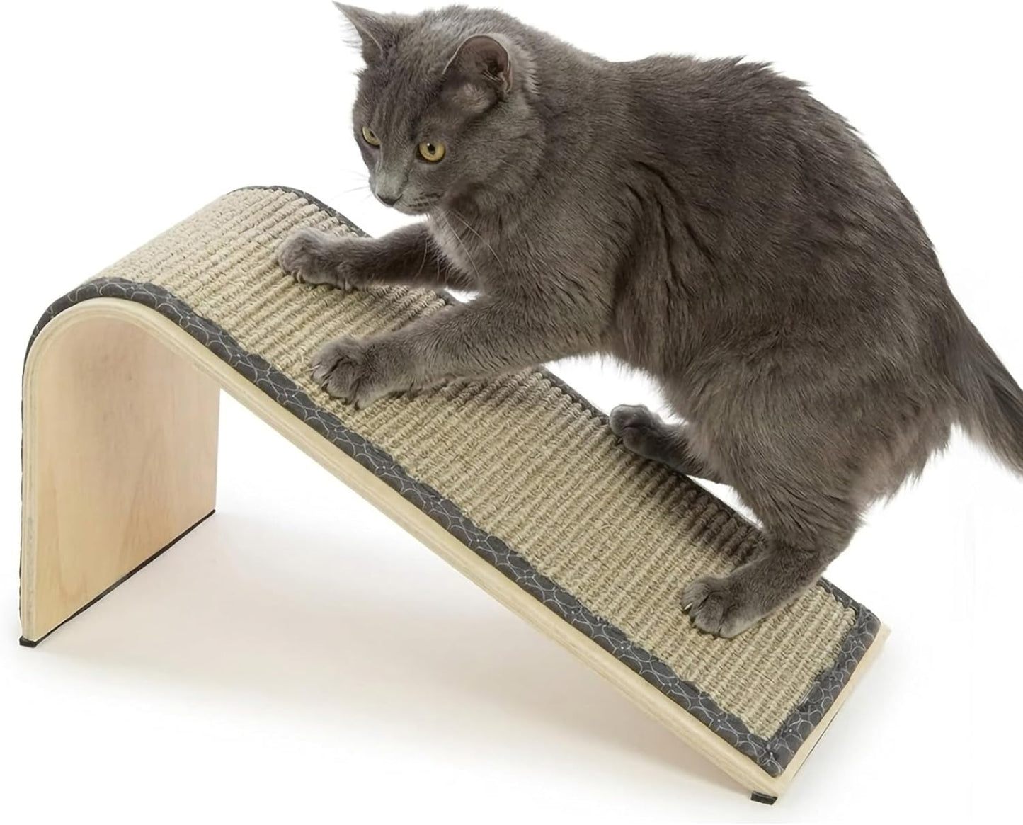 SmartyKat Sisal Angle Ramp Cat Scratcher, Natural Woven Sisal Surface & Stable Wooden Structure with Organic Catnip