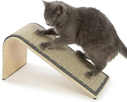SmartyKat Sisal Angle Ramp Cat Scratcher, Natural Woven Sisal Surface & Stable Wooden Structure with Organic Catnip