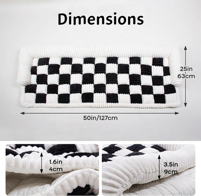 Dog Car Bed Mat, 3-Sided Bolster Anti-Slip Dog Seat Cover for Back Seat, Cushioned Pet Bed Mat with Head Support, Checkered Pet Mat for Dogs, Fit for Backseat Extenders, Cars SUVs Home Use