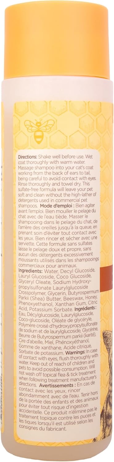 Burt's Bees for Pets Hypoallergenic Cat Shampoo with Shea Butter and Honey - A Gentle Kitten Shampoo for Indoor Cats with Dry & Itchy Skin, Sensitive Skin, Cat Bathing Supplies, 10 Fl Oz