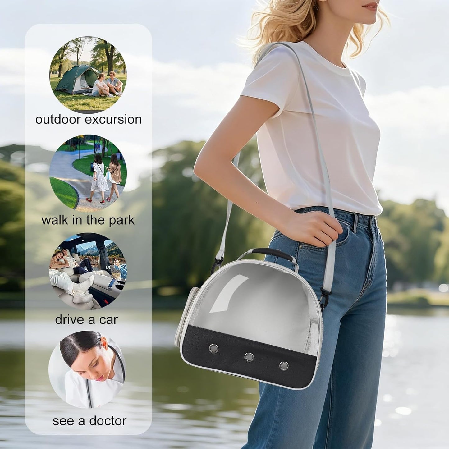 Bearded Dragon Travel Carrier,Lizards Carrier, Small Animal Travel Carrier for Sugar Glider Hedgehog Rat Parrot Bird Guinea Pig, Portable Guinea Pig Travel Bag for 2