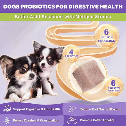 NATURE TARGET Probiotics for Dogs, Duck Flavored Dog Probiotics with Prebiotics and Digestive Enzymes for Dog Gut Health, Vitamins and Omega 3 for Skin & Coat & Immune Health - 120 Treats