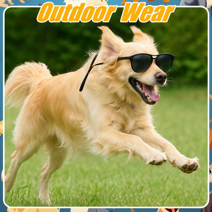 Dog Sunglasses Pet Supplies for Medium Large Breed Dogs with Adjustable Strap Black UV Protection Sun Glasses for Pet Riding Hiking Swimming Police Halloween Christmas Cosplay(Large)