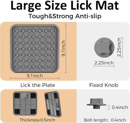 Pet Lick Mat, Lick Mat for Dogs Slow Feeder, Dog Crate Lick Pads, Dog Crate Accessories, Boredom Relief Licking Pad, Fit for Peanut Butter, Treats Yogurt, Bolognese (Grey)