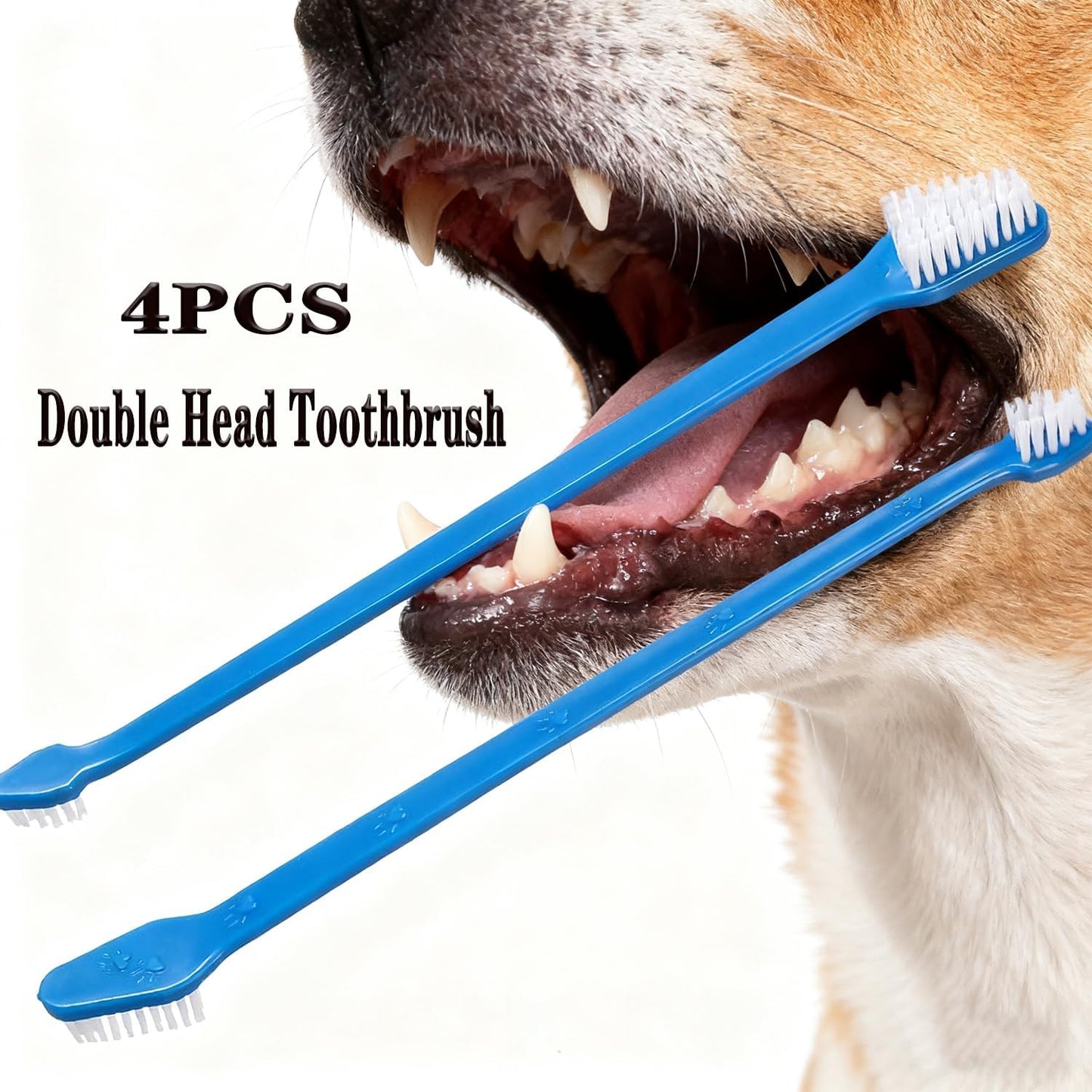 Triple Head & Double Head Dog Toothbrush Set,360 Degree Toothbrush,Finger Rubber Toothbrush, Multi-Angle Dental Cleaning Brushes forDog Cat Oral Dental Health