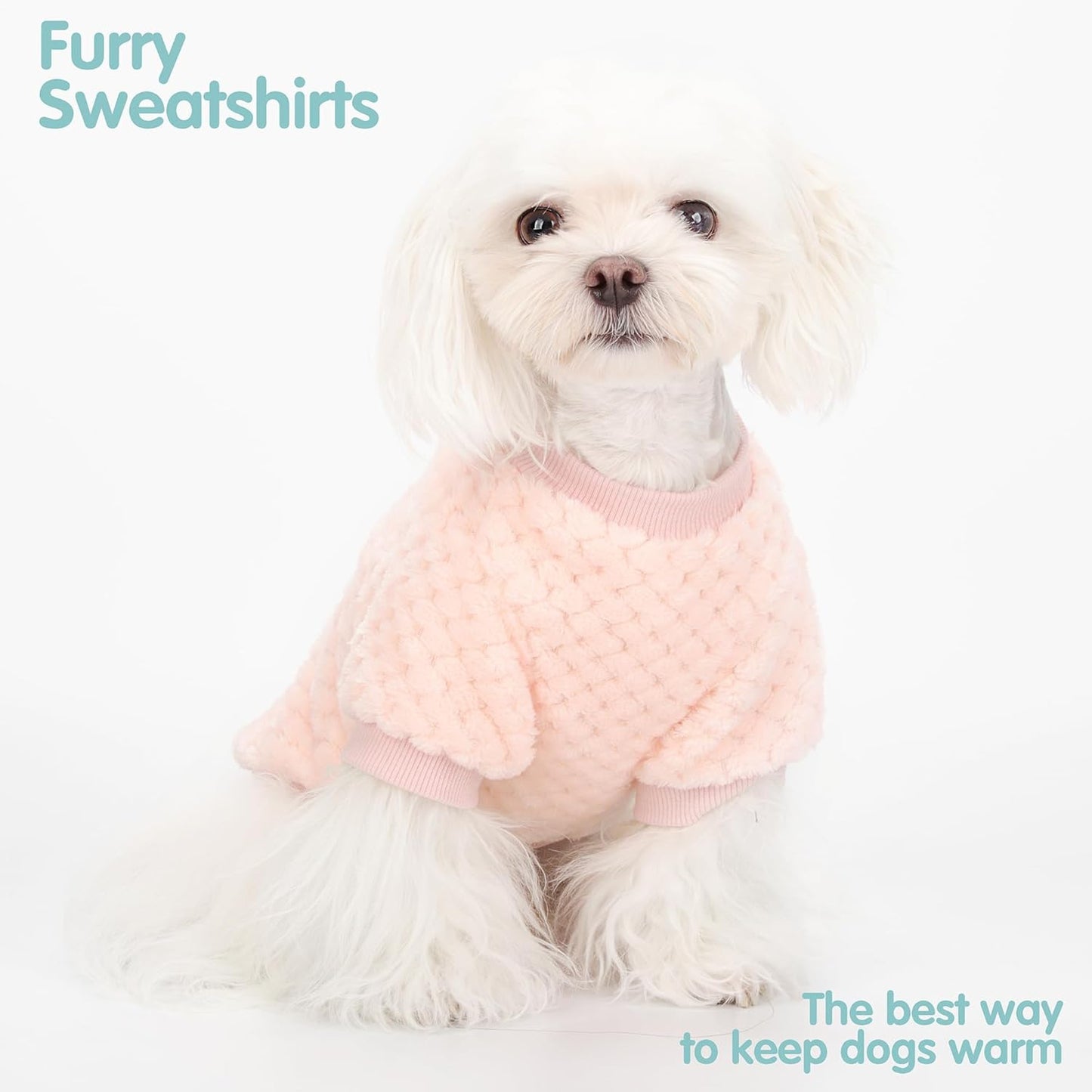 Fuzzy Pineapple Grid Dog Sweater - Ultra Soft & Warm Winter Pet Apparel, Fluffy Textured Knit for Small, Medium Dogs and Cats, Cozy Pullover Dog Coat for Cold Weather.Pink S
