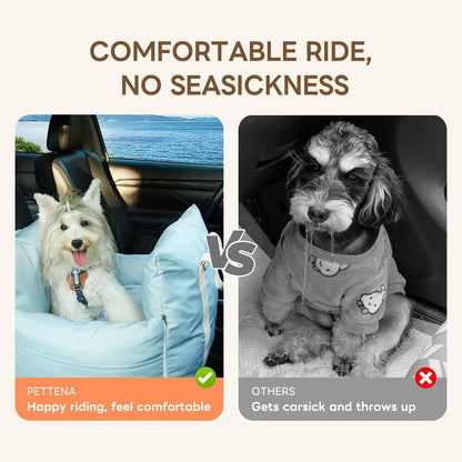 PETTENA Dog Car Seat for Small/Medium Dogs, Detachable Washable Soft Portable Dog Booster Seat, Dog Car Bed with Storage Pockets, Waterproof Puppy Booster Car seat for Small Pets Up to 25lbs, Blue
