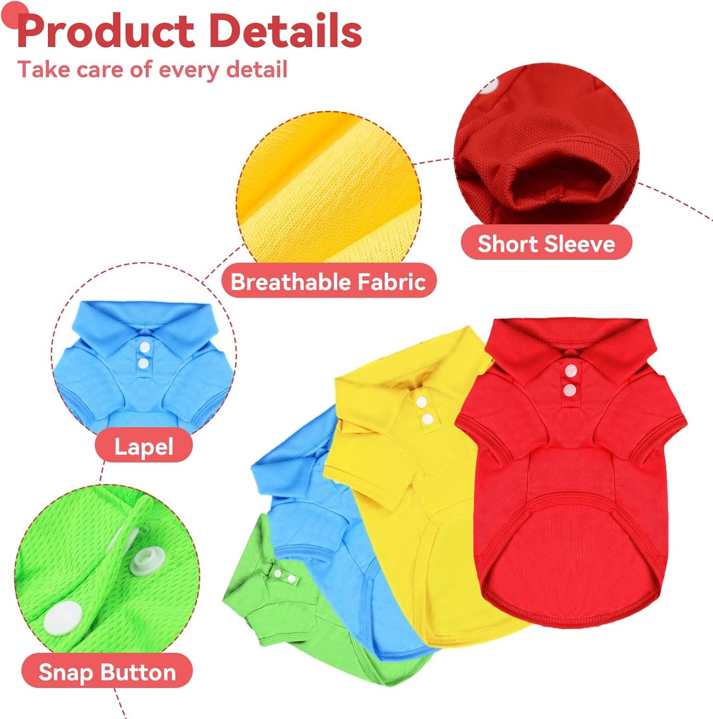 4 Pieces Dog Shirts Collared Polo T-Shirts for Small Medium Dogs Cats Boy Girl Dog Clothes Breathable Doggy Sweatshirt Puppy Kitten Small Breeds Pet Outfits Apparel Tops