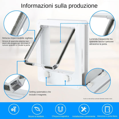 Wall Mounted Pet Door - 4 Locking Modes Insert for Dad Cat, Flap Door Outside Inside | Secure Entry for Wall Window Indoor Outdoor Use, po