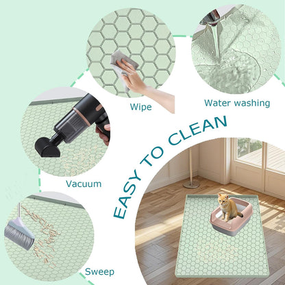 Cat Litter Mat for Litter Box, Silicone Large Cat Litter Trapping Mat - 28x19 in, Waterproof & Non-Slip, Durable & Easy Clean, Green