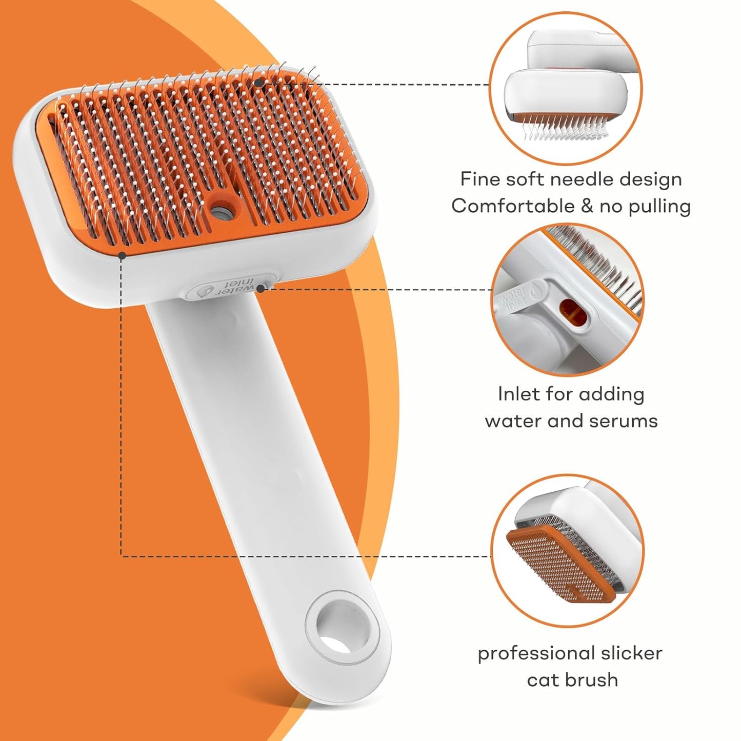 3-in-1 Cat Steam Brush with Mist Spray, Pet Grooming Deshedding Brush with One-Click Hair Release for Long & Short Hair Cats