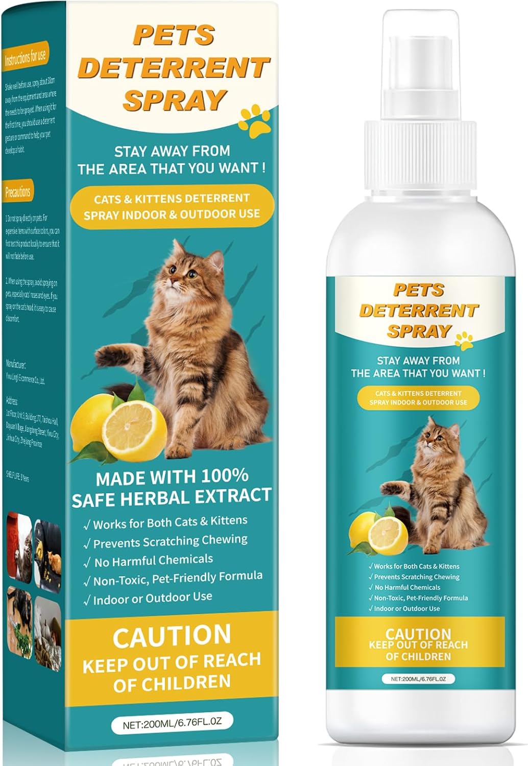 Cat Deterrent Spray 200ML, Cat Repellent Spray – Natural Cat Training Spray for Indoor & Outdoor Use, No Trace Formula to Protect Furniture & Garden - New 5