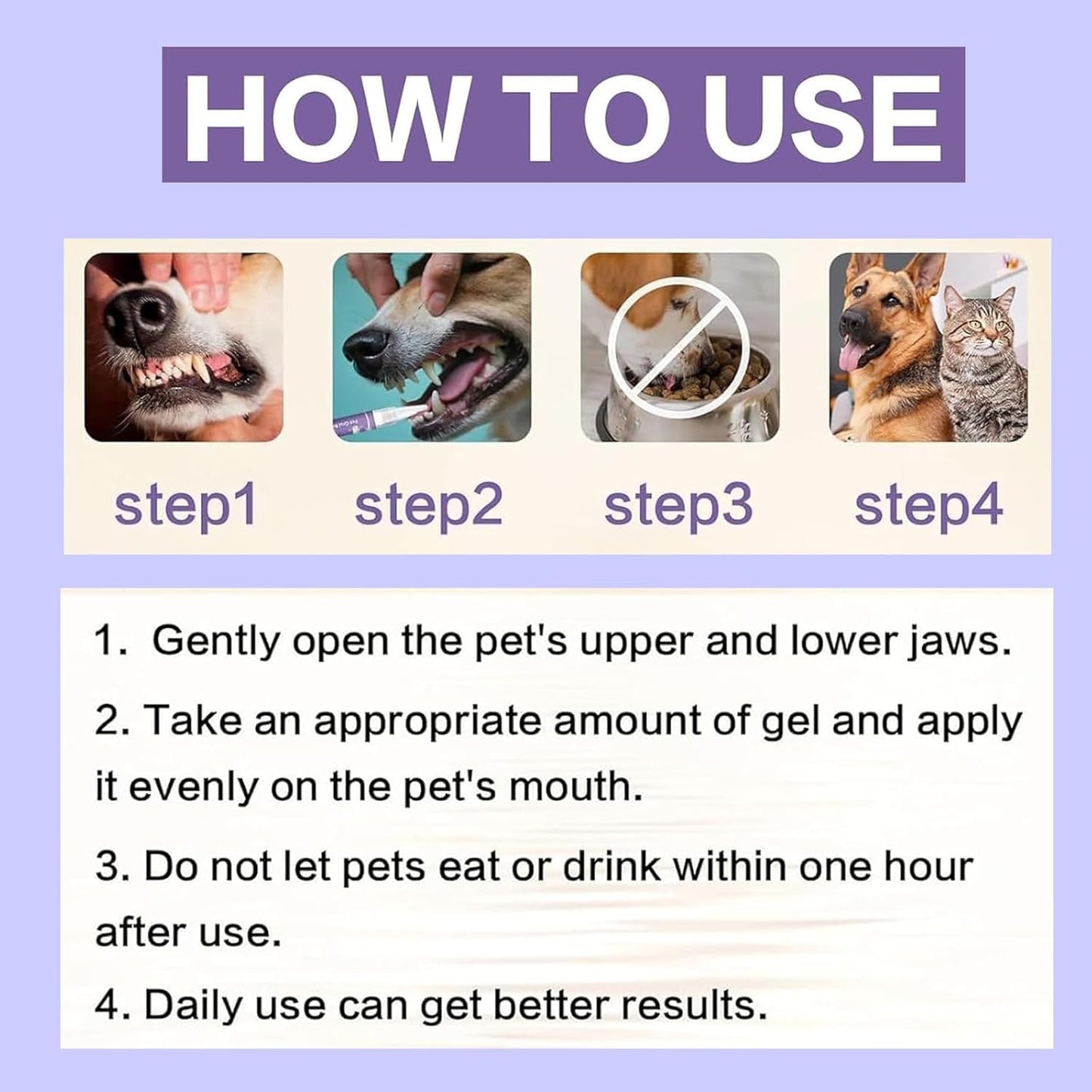 3Pcs Pet Oral Repair Gel, Dog Oral Repair Gel, Pet Breath Freshener for Cats and Dogs, Removes Tartar, Keeps Breath Fresh, Strengthens Teeth, Without Brushing