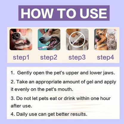3Pcs Pet Oral Repair Gel, Dog Oral Repair Gel, Pet Breath Freshener for Cats and Dogs, Removes Tartar, Keeps Breath Fresh, Strengthens Teeth, Without Brushing