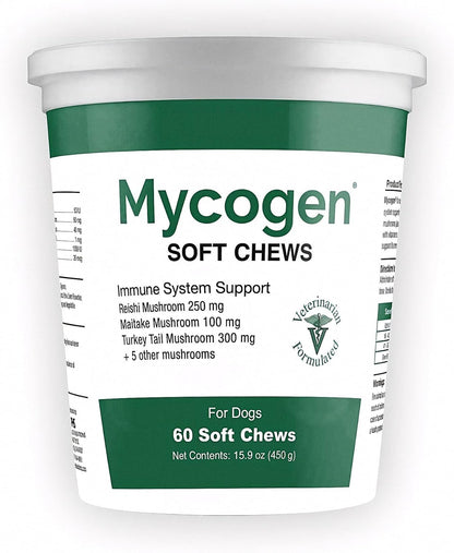 Mycogen for Dogs - Vitamins with 8 Types of Mushrooms - Support Immune System - 60 Soft Chews