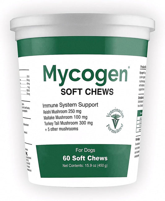 Mycogen for Dogs - Vitamins with 8 Types of Mushrooms - Support Immune System - 60 Soft Chews