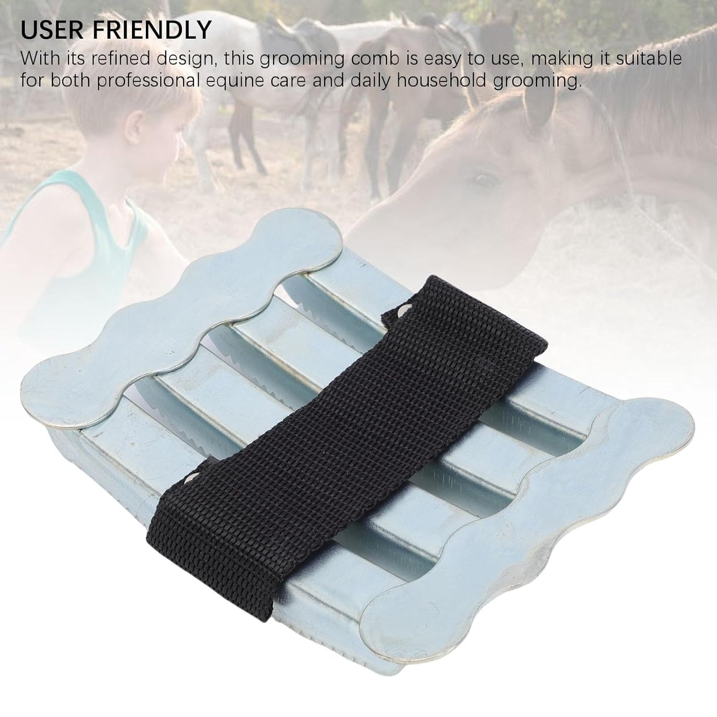 2026 Upgrade Curry Comb for Horses, Stainless Steel Horse Grooming Brush, Efficient Animal Hair Cleaning Care Brush for Removing Mud Loose Hair