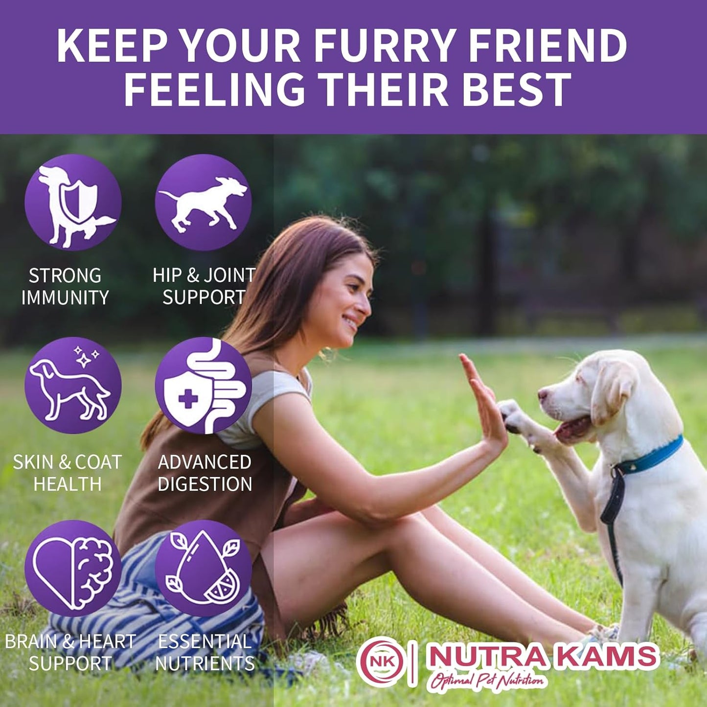 Multivitamin Chews for Dogs, Supports Growth, Hip & Joint, Skin and Gut Health, Immunity, Urinary and Kidney, antioxidants, Heart, Brain, Liver, Eyes, Natural Ingredients, 120 Chews