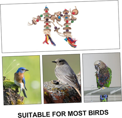 2pcs Wooden Parrot Chewing Toys Bird Nibbling Plaything for Cage Essential Pet Supplies for Healthy Activity Fun Portable Chew Toy for Birds