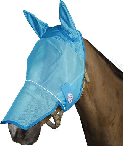 Derby Originals Reflective Mesh Fly Mask with 1 Year Warranty Includes Ears and Nose Cover,Summer Blue,Large (Full/Average),72-7109SB-L